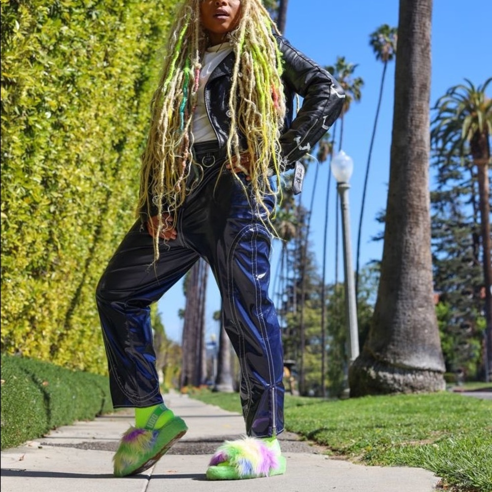 UGG Fluff Yeah tie-dye slide slippers in green